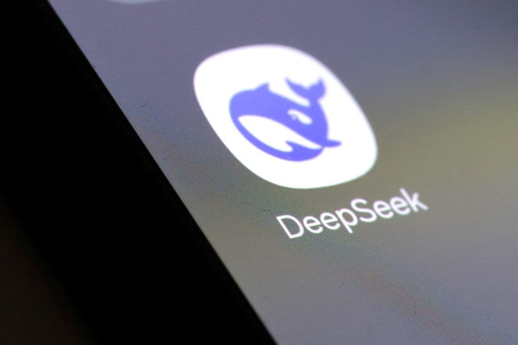 DeepSeek-appens hvalikon på en mobilskjerm