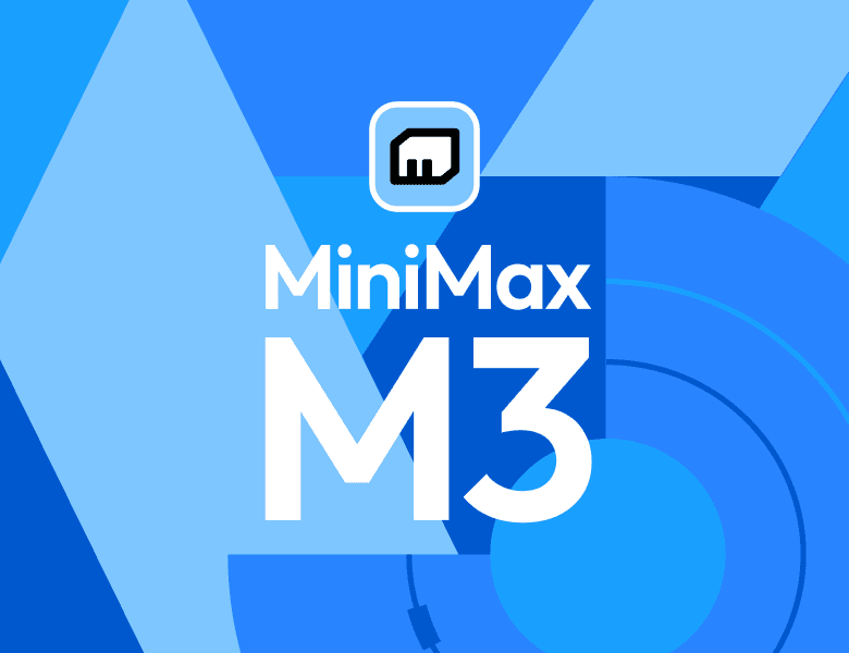 MiniMax M3-logoen i blå grafikk